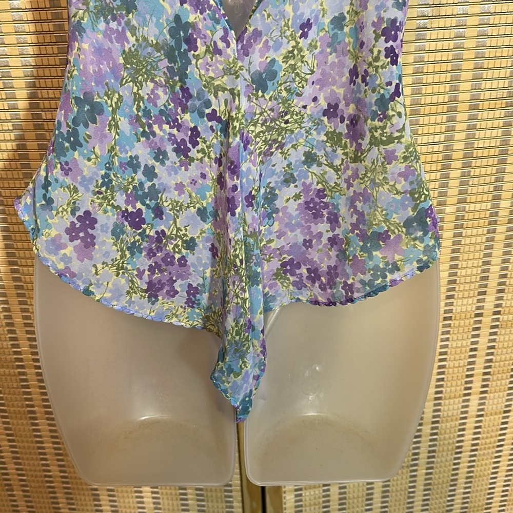 Victoria's Secret Semi Sheer Blue Floral One Piece Bodysuit Teddy Camisole Small - Picture 14 of 16